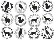 Stickserie - Waldtiere Silhouette